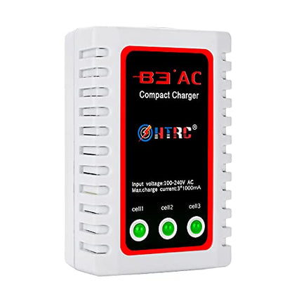 HTRC RC Battery Charger, AC 100-240V Output 20W 1000mA/2000mA 2-8S (2.4-9.6V) NiMH/NiCD Battery Chargers with Standard Tamiya Connector for Drone, RC Car, RC Boat, Airsoft Batteries