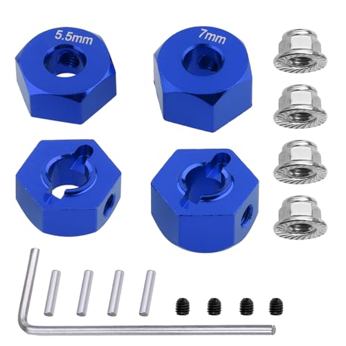 12mm Hex Wheel Hubs Aluminum Hex Adapte for 1/10 Traxxas Slash 2WD Rustler Stampede Replace 1654 3654 Upgrades(4PCS)