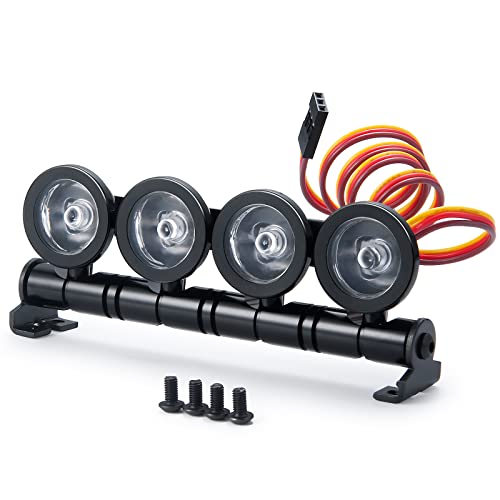 SCX10 TRX4 LED Light Bar LED Lamp Kit 4 LEDs Body Shell Roof Lights | RC Crawler LED Light Bar Kit Roof Spotlight Light for TRX4 SCX10 90027 SCX10 II 90046 D90 1/10 RC Car (Multicolor) - color: Multicolor