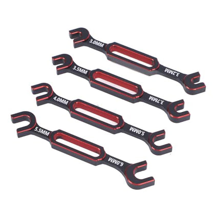 Fabater 4PCS RC Wrench, 3.0mm 3.2mm .5mm .7mm 4.0mm 5. 5.5mm 6. Aluminum Alloy Turnbuckle Nut Ball Joint Double End Spanner, Universal Repair Tool for RC Car Boat Drone (Red) - color: Red