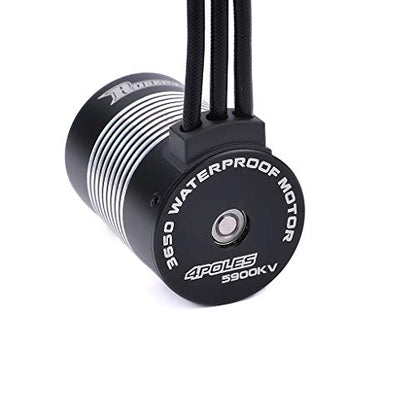 3650 5900KV Sensorless Brushless Motor 120A Brushless ESC & Program Card Waterproof Motor ESC Combo 3.175mm Shaft for 1/10 RC Car Truck