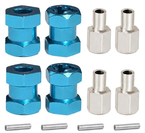 4PCS 12mm Hex Hub 15mm Aluminum Extension Hex for Axial SCX10 D90 90046 | 15mm CNC Wheel Hex Extenders for 1/10 RC Crawlers Redcat Gen7/Gen8 CC01 RC4WD Wider Stance & Tire Clearance with M4 Nuts Pins - color: skyblue