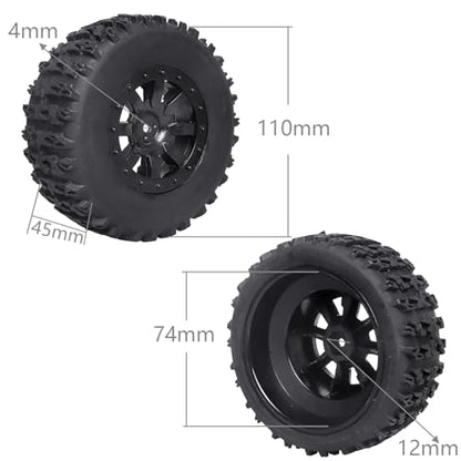 RC Wheel Set 4pcs Tires and Wheels Rims Pre-Glued SCT Tires for 1:10 RC Short Course Truck Slash 4x4 2WD VKAR 10SC HPI Losi SCT Redcat Blackout SC (Style A) - style: Style A