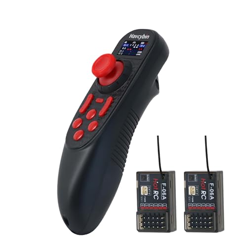 HOTRC DS-650 6CH 2.4G Radio System Transmitter Color Screen Remote Controller F-06A Receiver PWM for RC Boat Model DS600 Upgrade (W/2 receivers) - color: W/2 Receivers