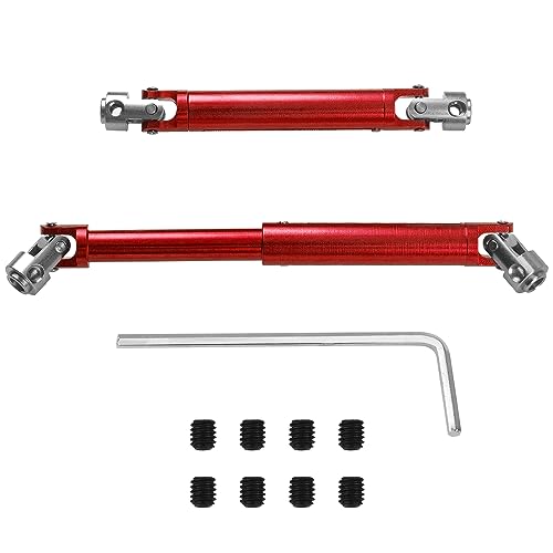 1Pair ShareGoo Aluminium Alloy RC Car Drive Shaft 103-148mm Universal Joint CVD DriveShaft Compatible with Axial SCX10 Tamiya CC01 D90 RC4WD TF2 HSP Redcat 1/10 RC Crawler (Red) - color: Red