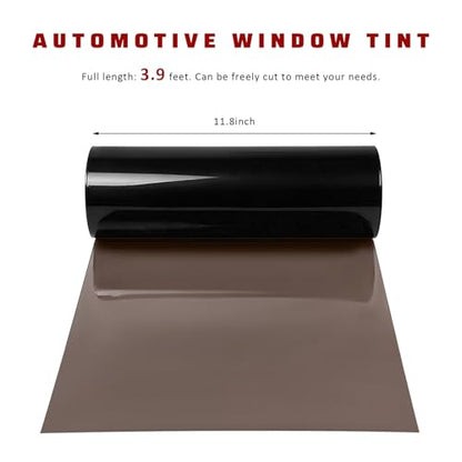 Car Light Tint Film, 12" × 48" Waterproof Headlight Vinyl Wrap Film Includes Squeegee & Cutter, Self-Adhesive Air-Release Wrap for Fog Lights, Taillights, and Headlights (Light Black) - color: Light Black