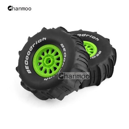 1/7 1/8 RC Short Course Truck Car Tires and Wheels Rims 17mm Hex Snow Sand Buggy Desert Tyres with Foam Insert for 1:7 Scale RC Off Road Truck Car TRAXXAS UDR 85086-4 4Pcs (A Green) - color: A Green