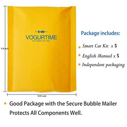 5 Pack D2-5 Smart Car Kit Soldering Project Line Following Robot for Fun Educational Electronic Learning Practicing with English Manual by VOGURTIME - color: 5 Pack D2-5 Smart Car Kit