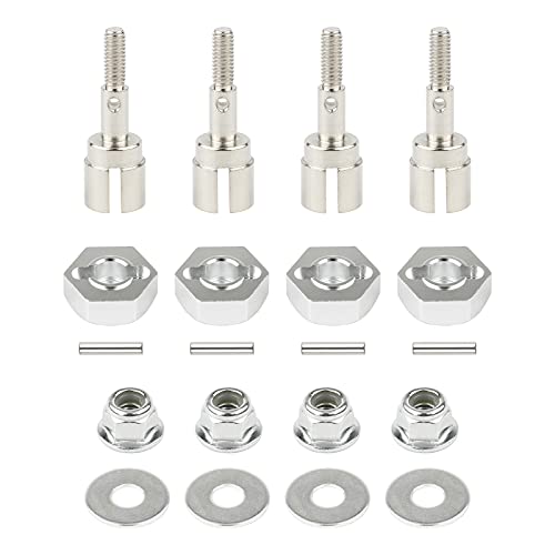 12mm Wheel Hex Drive Hub Adaptor Set, Silver | 4 Sets - color: Silver