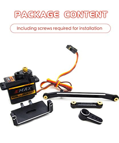 EMAX Steering Servo for SCX24 with Servo Mount and Horm Steering Link(Black) - size: Combo Pack 2