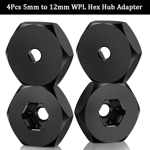 MORLORDY 8Pcs 5mm to 12mm WPL Wheel Hex Hub Adapter Wheel Spacers for WPL D12 2wd SCX24 1/10 1/24 RC Car Truck Upgrade Parts