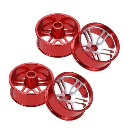 MECCANIXITY 4Pcs RC Car Wheel Rims, 23.5mm Dia 5-Spoke Red Aluminum Alloy Wheel Rims Hex Hub for HSP RC Drift Racing Touring Car - color: Red, size: 23.5mm Dia