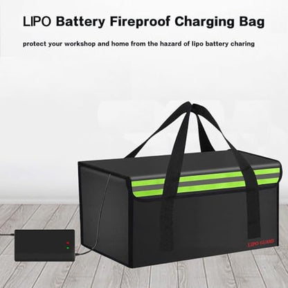 17.8"x9.8"x9.8" Ebike Battery Safe Bag Fireproof Charging Lipo Bag Large Capatity for Lipo Battery Pack Storage Charging Transport, Home Office Travel Fireproof Safe Storage Pouch - size: 450*250*250mm