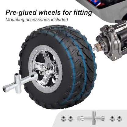 HobbyPark Pre-Glued 1/10 RC Short Course Truck Tires and Wheels Chrome for Traxxas Slash 2wd 4x4 Vxl BL-2S Redcat Blackout SC Pro TR10 Losi 22S SCT 3S 4S Lipo Brushless, 4Pcs