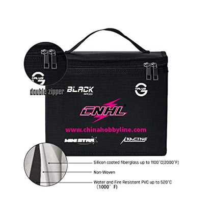 CNHL Fireproof Lipo Safe Bag Explosionproof Large Double Zipper Storage | Keeps multiple packs neatly organized, secures lipo charging bag use indoors, and offers easy outdoor portability.