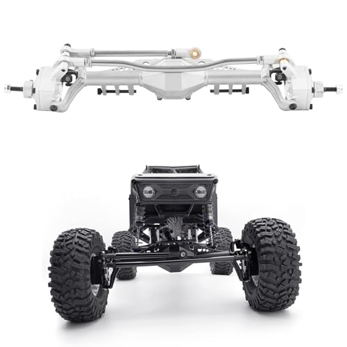 RC Front Axle，Aluminum Alloy Front and Rear Portal Axles Assembly 250mm/9.8in Length Metal Upgrades Accessories for 1.9 UTB RC Car (Silver) - color: Silver