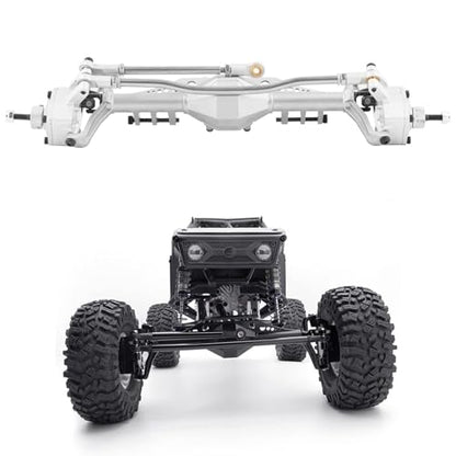RC Front Axle，Aluminum Alloy Front and Rear Portal Axles Assembly 250mm/9.8in Length Metal Upgrades Accessories for 1.9 UTB RC Car (Silver) - color: Silver