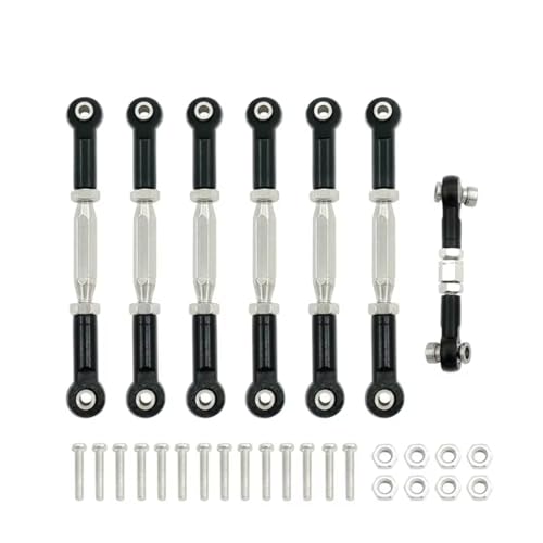 for Traxxas for Slash 4X4 2WD 1/10 1 Set Aluminum Turnbuckle Camber Link End Adjustable Kit RC Car Upgrade Parts RC Car Repair Kit(Black) - color: Black