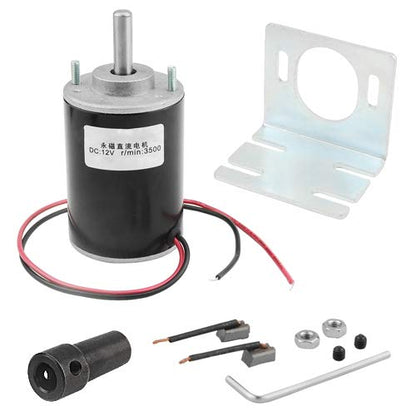 WMYCONGCONG DC Motor 12/24V 30W High Speed CW/CCW Permanent Magnet Motor (12V DC 3500RPM) and 37mm Dia Mounting Bracket Holder w/ 6mm Hex Coupling, Random Color(Silver or Black)