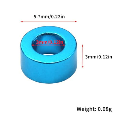 M3 3mm Aluminum Washer Set for Tamiya RC Car TT02 TT01 XV01 XV02 | 53539;Aluminum Spacer Set ; Upgraded Parts ;25-Pack;Blue