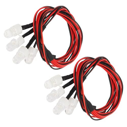4 LED Universal RC Car Lights Durable Silicone Headlights Taillight Kit for, White/Yellow, 2pcs