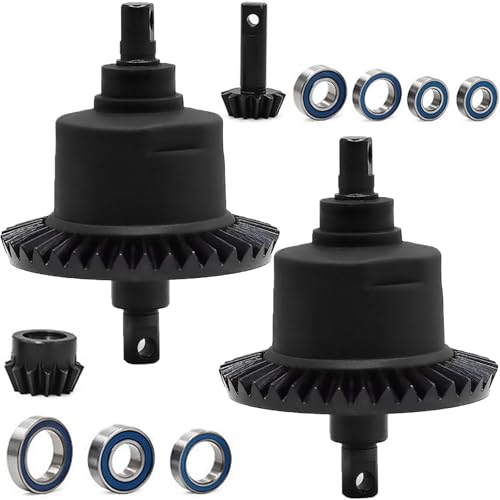 Front Rear Differential with Bearings, 37T/13T Gear Ratio Diffs Fit for Traxxas 1:10 Slash 4X4 Rustler Stampede Bandit Rally Ford F-150, Upgrade Replacement for RC Monster Truck Crawler - color: Black