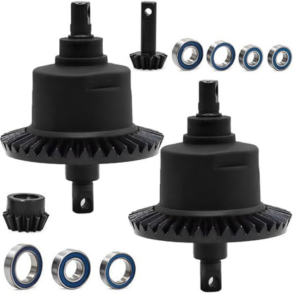 Front Rear Differential with Bearings, 37T/13T Gear Ratio Diffs Fit for Traxxas 1:10 Slash 4X4 Rustler Stampede Bandit Rally Ford F-150, Upgrade Replacement for RC Monster Truck Crawler - color: Black