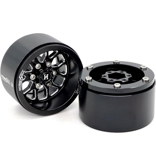 4pcs 1.9 Beadlock Wheels -10.5mm Negative Offset Rims 33mm Wide for RC 1/10 Crawler TRX4 SCX10 Gen8 Upgrades - color: Black