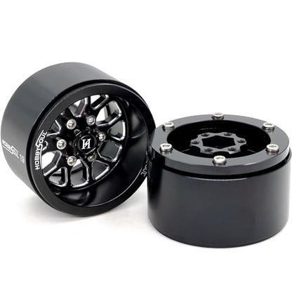 4pcs 1.9 Beadlock Wheels -10.5mm Negative Offset Rims 33mm Wide for RC 1/10 Crawler TRX4 SCX10 Gen8 Upgrades - color: Black