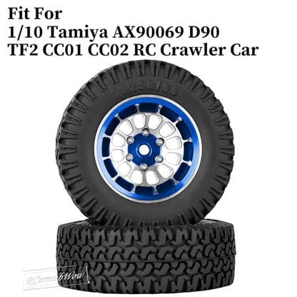 1.55 Inch Aluminum Alloy Beadlock Wheel and Tires for Tamiya AX90069 D90 TF2 CC01 CC02 1/10 RC Crawler Car,1.55 Beadlock Tires RC Rims,Soft Rubber All Terrain Tyre Metal Rims,Navy Blue - color: Navy Blue(4pcs)