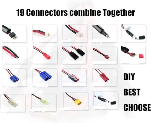 Readytosky 19 in 1 Lipo Battery Charger Adapter Convert Cable | Banana Plug to JST/T-Plug/XT60/EC3/EC5/HXT 4mm, For RC Car Drone