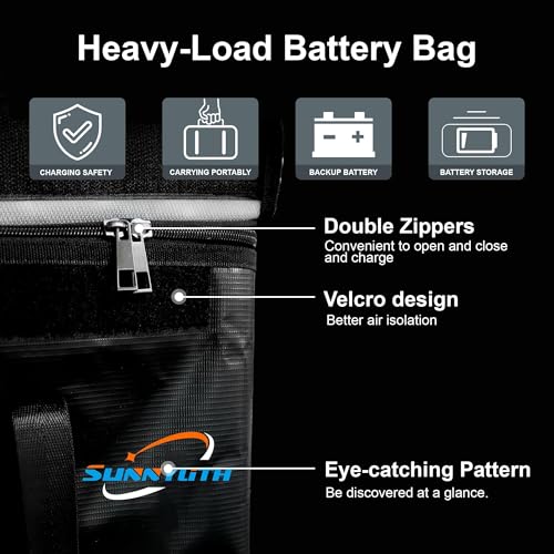 12V 200Ah LiFePO4 Lithium Battery Fireproof Safe Bag, Large Capacity Explosion-proof Lipo Battery Bag for Charging and Storage, Waterproof Box for Documents and Valuables - 22×9×9.5in - size: 22×9×9.5 in