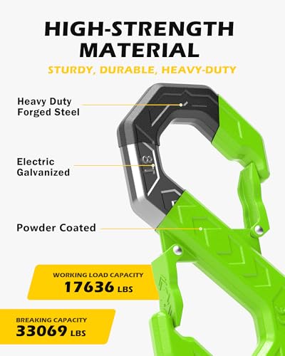 3/8" Tow Hook, S-Shaped Winch Hook, 33,000lbs Breaking Strength, G80 Heavy Duty Forged Steel Tow Hooks, Fast Connect Easy Release Winch Shackle Towing Hook for Trucks, SUV, ATVs, Trailer, Green - color: Green