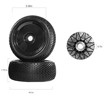17mm hex RC Wheels and Tires for Arrma Typhon Talion 6S 3S Team Losi 8Ight 1/8 RC Buggy Tires and Wheels Pre-glued Black 4PCS - color: Black