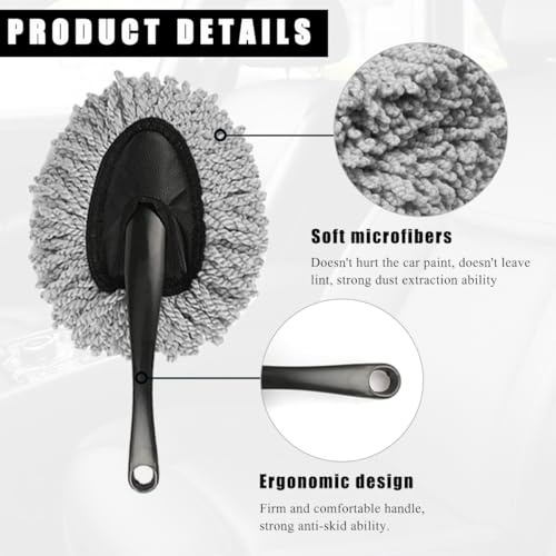 KVAEY 2 PCS Car Dash Duster Brush, Super Soft Microfiber Multi-Functional Car Cleaning Brush, Scratch Free Dash Dusting Tool with a Anti-Skid Handle for Vehicle Home Kitchen Cleaning (Gray) - color: Gray, 2 PCS