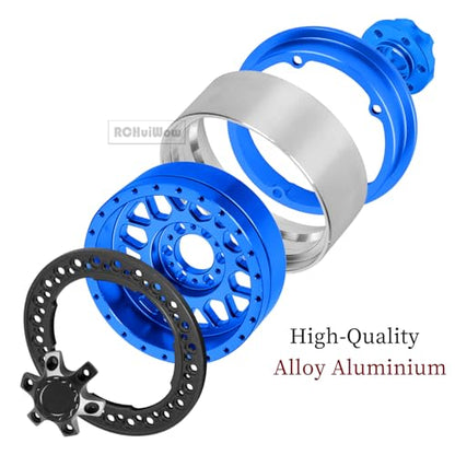 RC 1.9 Beadlock Wheels 1.9 Beadlock Tires for 1/10 SCX10 90046 AX103007 TRX4 TRX6 D90 VS4-10 MST CFX Gen8 7 RC Crawler,Alloy Aluminium rc Wheel Rim w/Rings & Rubber Tires,Navy Blue w/Black - color: Navy Blue(4pcs)