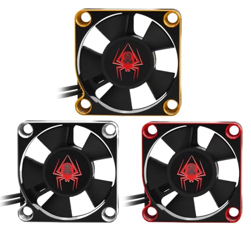RC Car Metal Motors Cooling Fan 25mm 30mm 35mm 40mm 50mm RC Heatsink 28000RPM ESC Cooling Fans Glod-Black for 1/8 1/10 1/12 Truck Off Road Crawler Car 540 550 Brushless OR Brushed (50mm)