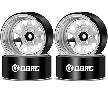 OGRC 1/10 RC Crawler Wheels 1.9" Aluminum Beadlock Wheel Rims | Offset -8.9mm Wheels, 1.9 Beadlock Wheels, for for TRX4 SCX10 Redcat GEN7 GEN8 RC4WD D90 Crawler, Silver - color: Silver