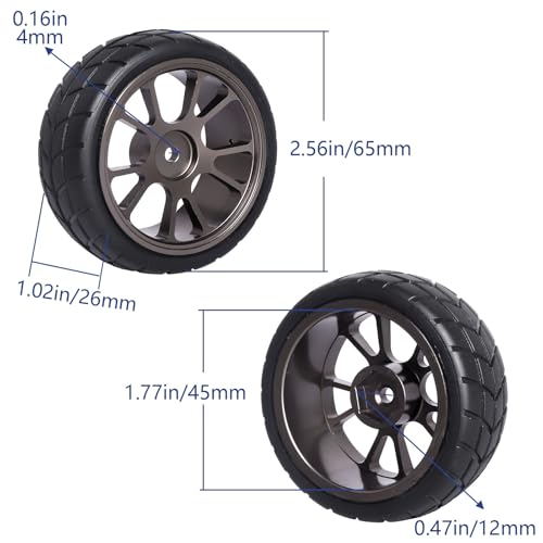 GoHooby 2.55in Rubber Tires&12mm Hex Wheel Rims Pre-Mounted Set, Compatible with Traxxas Tamiya 1/10 RC On-Road Touring Car (Color 2) - color: Color 2