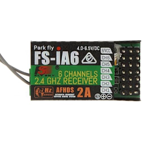 JeeFly RC Receiver FS-iA6 6-Channel 2.4GHz Remote Control Receiver with Dual Antenna Compatible with FS-i4/i6/i10/GT2E/GT2F/GT2G Transmitters for RC Airplanes, Helicopters & Drones