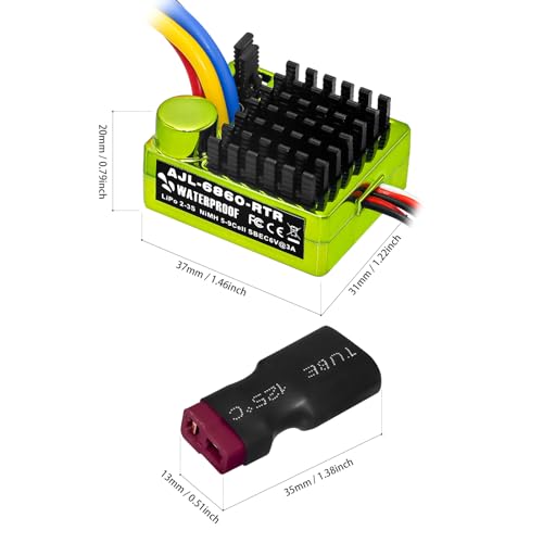 GOUPRC 60A Brushed ESC Electronic Speed Controller Waterproof for 1/10 RC Car RC Boat for use with 540/550 Motors - style: 60A Green
