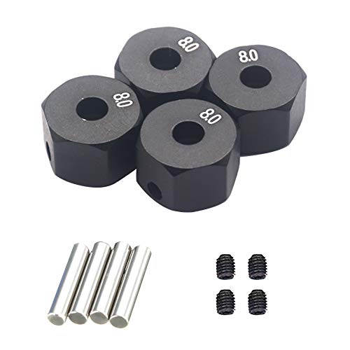 Share Goo Aluminum Alloy 12mm Wheel Drive Hex Hub Adapter with Pins Compatible with Axial SCX10 90046 Tamiya CC01 1/10 RC Crawler Car (8mm Thickness)