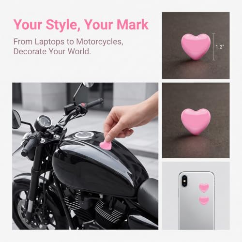 4PCS Pink Chrome Hearts Metal Car Emblem Stickers Self Adhesive Waterproof Car Stickers Car Accessories for Women Exterior Car Decor for Women Bumper Tailgate License Plate Decals
