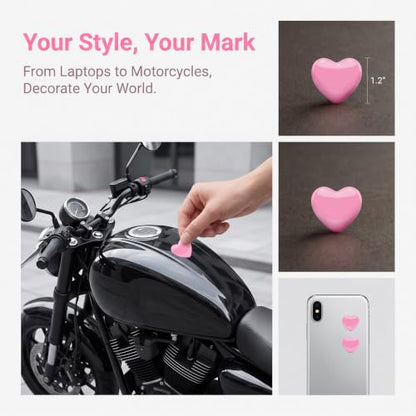 4PCS Pink Chrome Hearts Metal Car Emblem Stickers Self Adhesive Waterproof Car Stickers Car Accessories for Women Exterior Car Decor for Women Bumper Tailgate License Plate Decals