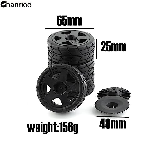 1/10 RC Racing Rally Tires 12mm Hex Wheels Rims and Rubber On Road Tyres for 1/10 RC On-Road Car HPI KYOSHO Tamiya XV01 XV02 TA06 TT01 TT02 PTG2 144001 A959 RC Rally Drift Car 4PCS (White B) - color: White B