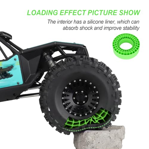 HobbyPark 2.2" Silicone Tire Inserts Soft, Fits 132-134mm 5.25" OD Crawler Tires, Replaces Foam Inserts, 4‑Pack, Waterproof, Good Traction & Sidewall Support for 1/10 RC Crawlers, 125×45mm (Green) - color: Green