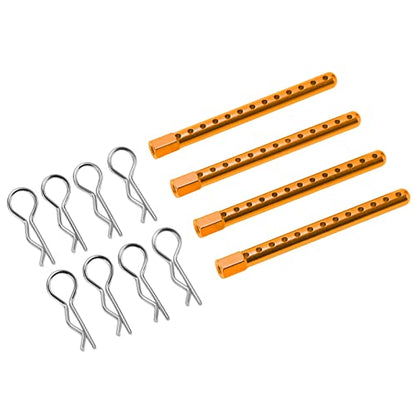 RC Body Post, Adjustable Aluminum Alloy Car Shell Column, High Strength Support Rod for HSP 1/10 RC Cars Off-Road Racing - color: Gold
