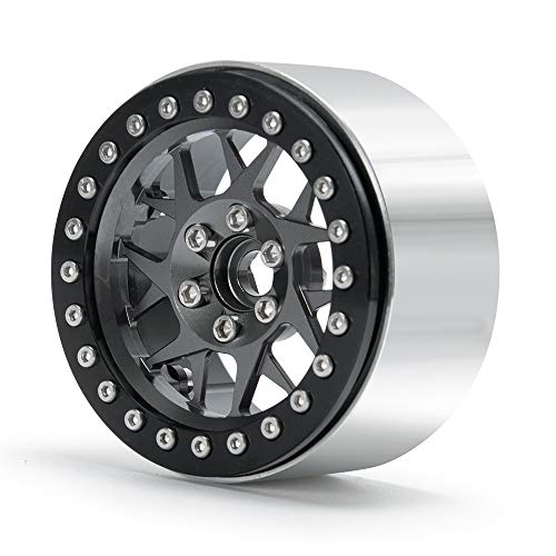 2.2inch Beadlock Wheels Rims 35mm for 1/10th Scale RC Rock Crawler Model Car -Pack of 4 (Titanium color) - color: Titanium