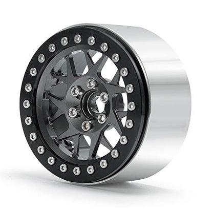 2.2inch Beadlock Wheels Rims 35mm for 1/10th Scale RC Rock Crawler Model Car -Pack of 4 (Titanium color) - color: Titanium