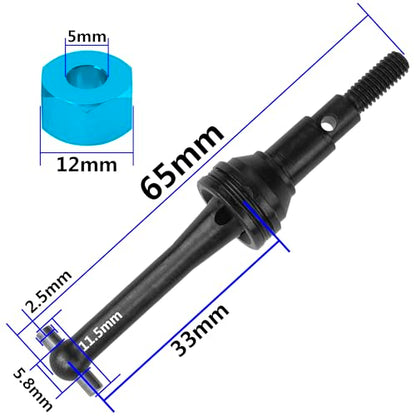 ShareGoo Steel CVD Drive Shaft Dogbone w/Hex Wheel Hubs Hex Adapter Compatible with MJX Hyper Go 14301 14302 1/14 RC Car (Black) - color: Black